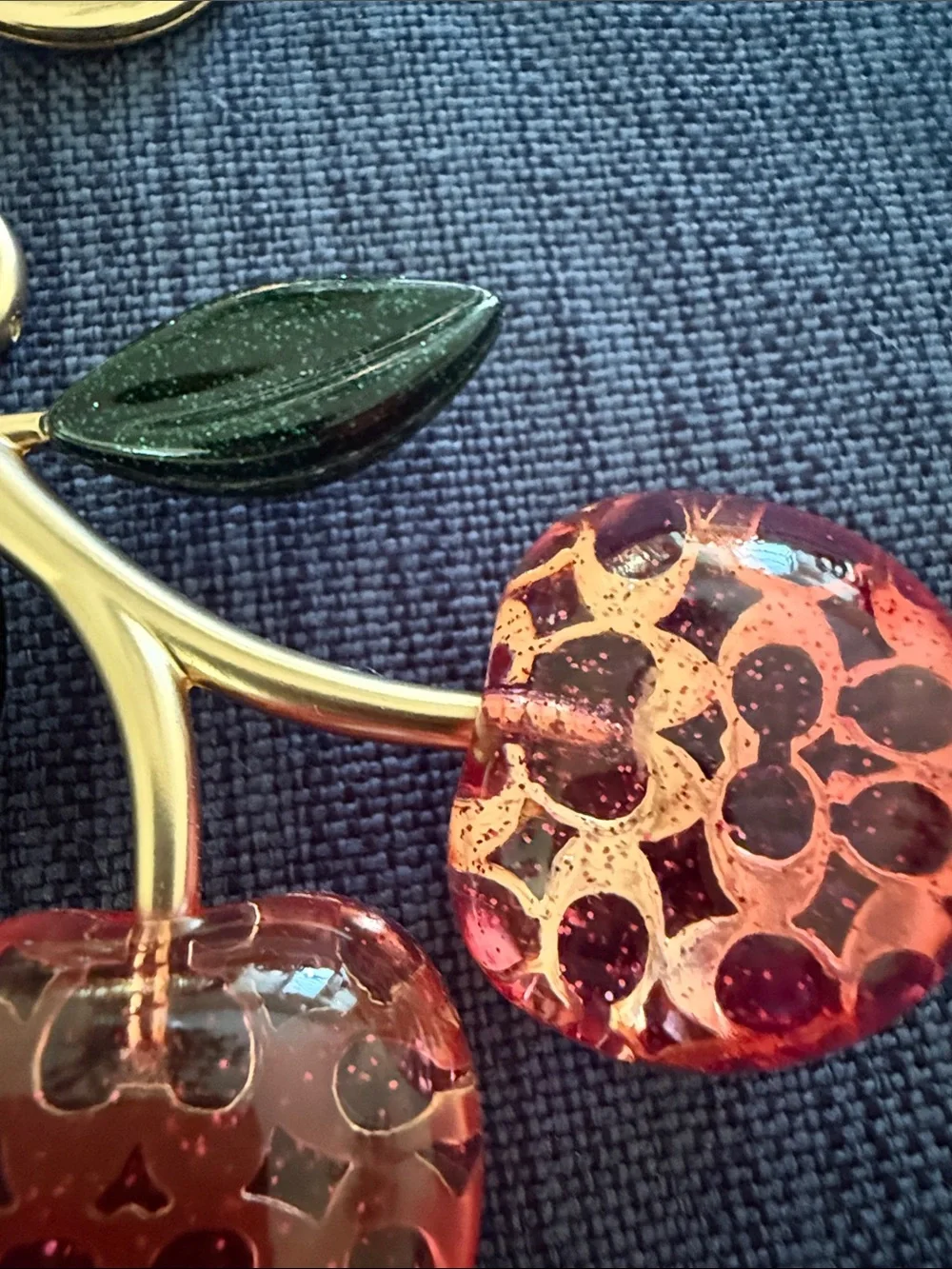 Coach Gold-tone Cherry Keychain with Red Crystal Cherries